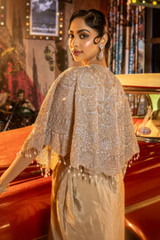 Crepe Fabric Indo Western Dhoti Bottom With Fancy Blouse And Sequins Pearl Work Short Jacket